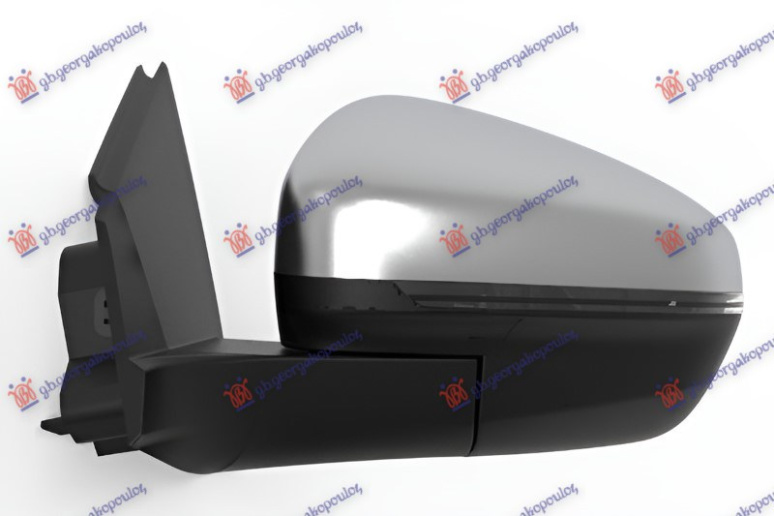 Pasqyrë elektrike me ngrohje (krom) (me sinjal) (8 pinë) (xham i lakuar)