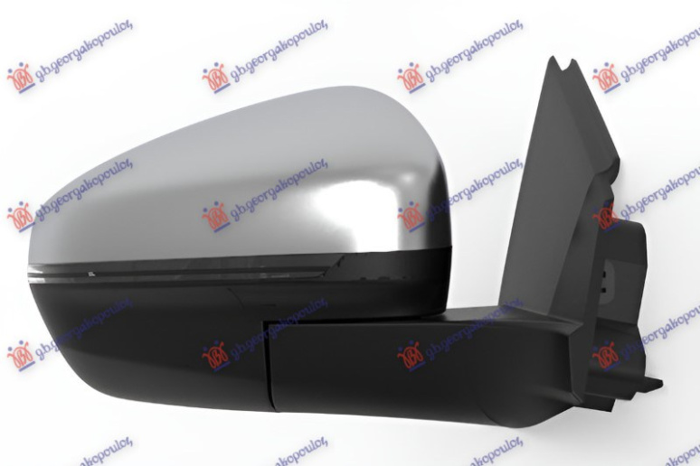 Pasqyrë elektrike me ngrohje (krom) (me sinjal + dritë + palosje elektrike + memorie + sensor + kënd i vdekur) (10+8 pinë) (xham i lakuar)