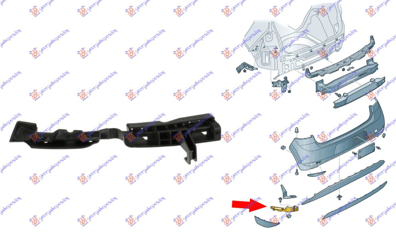 Mbajtëse anësore e parakolpit të pasmë i poshtëm plastike (GTI)