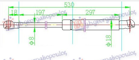 Amortizator gazi për derën e bagazhit (532L-520N)