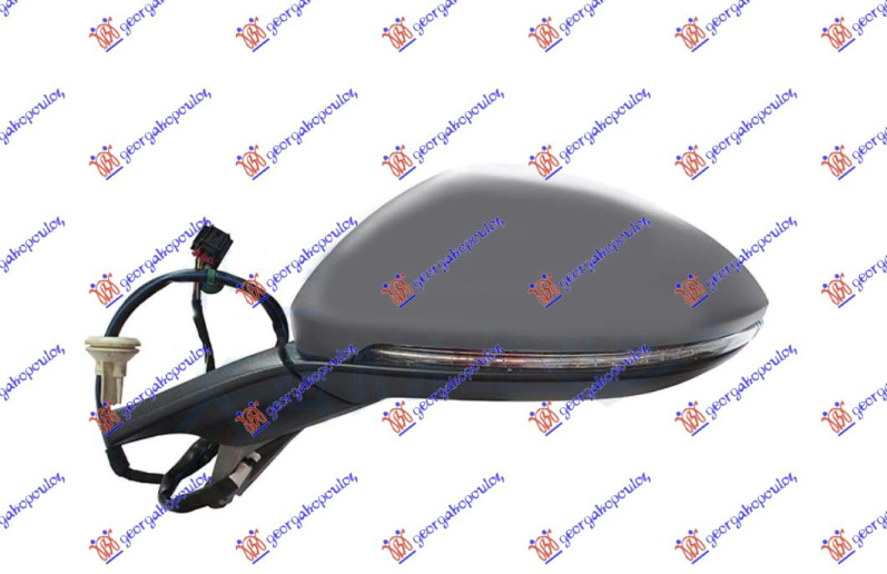 Pasqyrë elektrike me ngrohje (gati për ngjyrosje) (me sinjal + kënd i vdekur) (6+2 pinë) (xham i lakuar) (cilësia A)