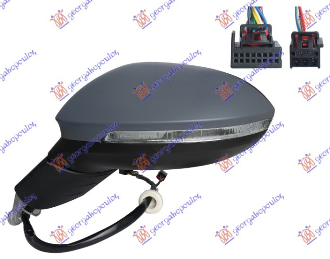 Pasqyrë elektrike me ngrohje (gati për ngjyrosje) (me sinjal + dritë + memorie + asistencë korsie) (11+3 pinë) (xham i lakuar) (cilësia A)