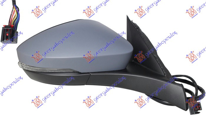 Pasqyrë elektrike me ngrohje (gati për ngjyrosje) (me sinjal + dritë + palosje elektrike + memorie) (13 pinë) (xham i lakuar) (cilësia A)