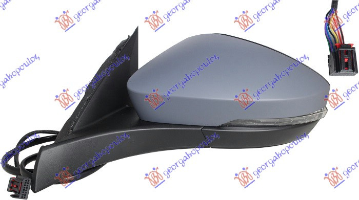 Pasqyrë elektrike me ngrohje (gati për ngjyrosje) (me sinjal + dritë + palosje elektrike) (9 pinë) (xham i lakuar) (cilësia A)