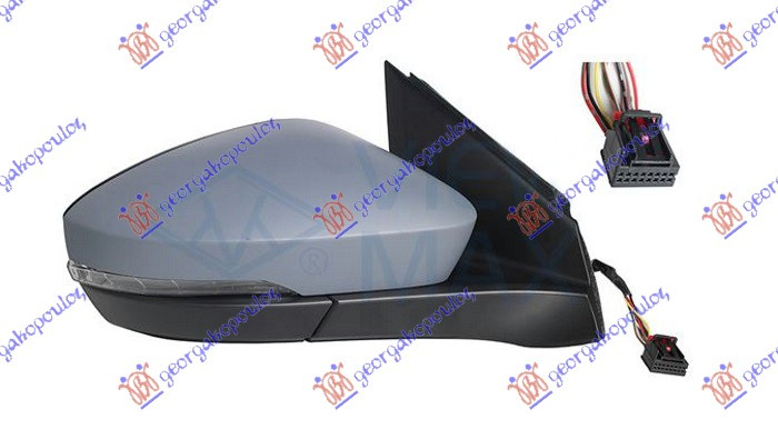 Pasqyrë elektrike me ngrohje (gati për ngjyrosje) (me sinjal) (8 pinë) (xham i lakuar) (cilësia A)