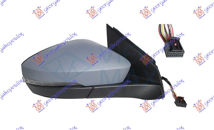 Pasqyrë elektrike me ngrohje (gati për ngjyrosje) (me sinjal + kënd i vdekur) (8 pinë) (xham i lakuar) (cilësia A)