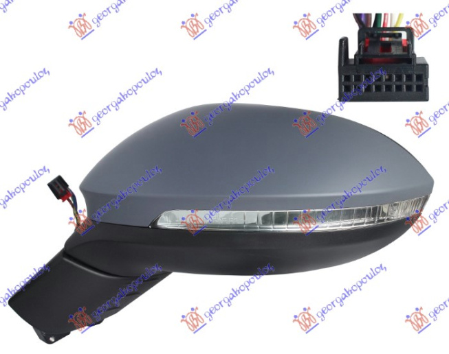 Pasqyrë elektrike me ngrohje (me sinjal + dritë + palosje elektrike) (9 pinë) (xham i lakuar) (cilësia A)