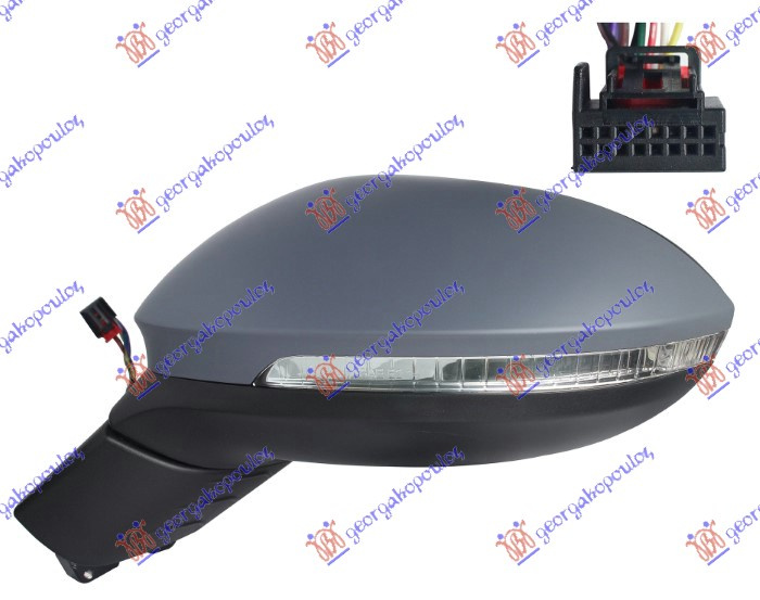 Pasqyrë elektrike me ngrohje (me sinjal + dritë + palosje elektrike) (9 pinë) (xham i lakuar) (cilësia A)