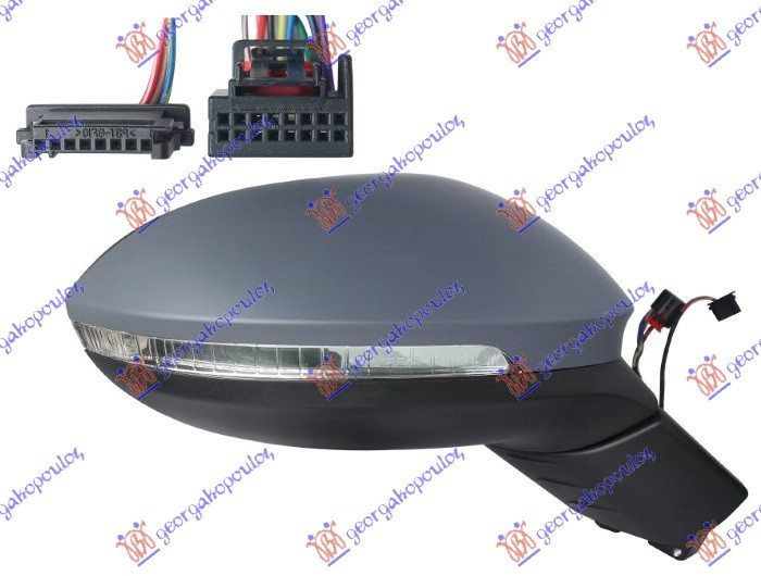 Pasqyrë elektrike me ngrohje (me sinjal + dritë + palosje elektrike + memorie + asistencë korsie) (13+3 pinë) (xham i lakuar) (cilësia A)