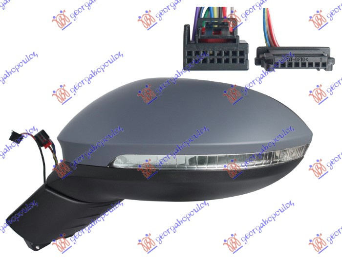 Pasqyrë elektrike me ngrohje (me sinjal + dritë + palosje elektrike + asistencë korsie) (9+3 pinë) (xham i lakuar) (cilësia A)