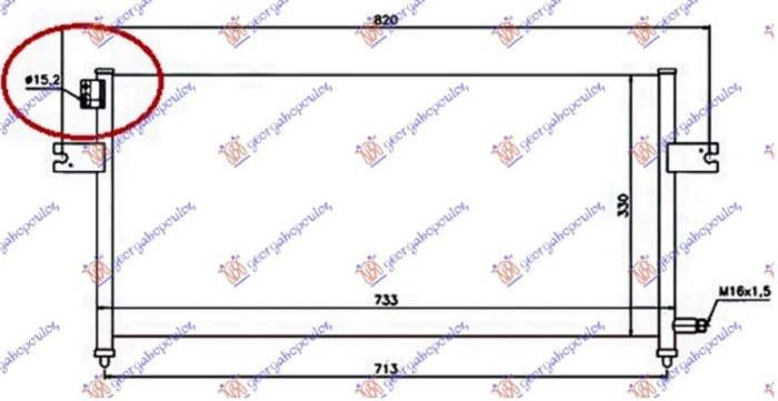 Radiator kondicioneri 2.4 Benzinë-2.5 TD 15.2mm (700x320x16) (KOYO)