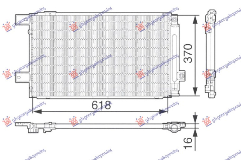 Radiator kondicioneri 2.0-2.2 D4D Dizel 2006- (610x360x16) tub i majtë (KOYO)