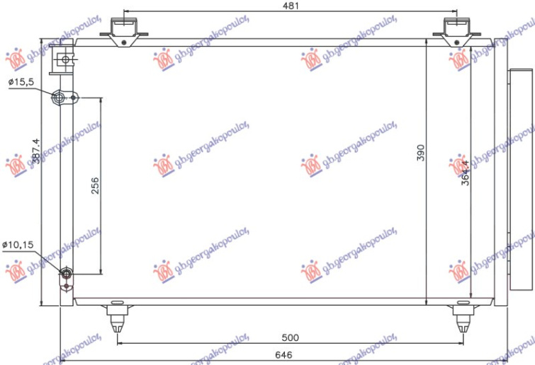 Radiator kondicioneri benzinë/dizel 2004 (610X370X16) (KOYO)
