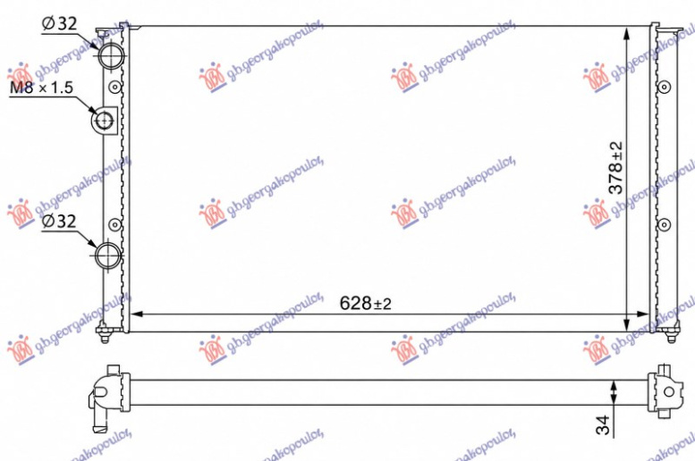Radiator 1.0-1.4 benzinë-1.7 dizel (628X370) (mekanik) (VALEO)