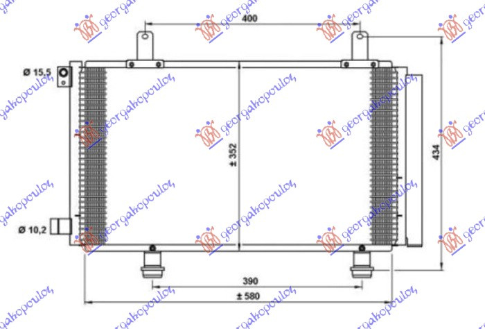 Radiator kondicioneri benzinë/dizel (590X340X16) (NRF)