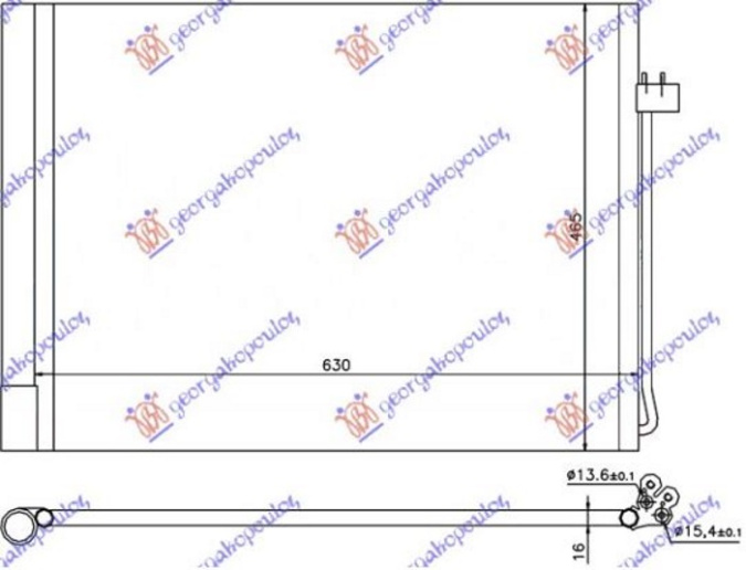 Radiator kondicioneri benzinë/dizel (590X450X16) (MARELLI)
