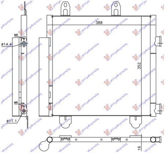 Radiator kondicioneri për të gjitha modelet R134A (390X350X16) (MARELLI)