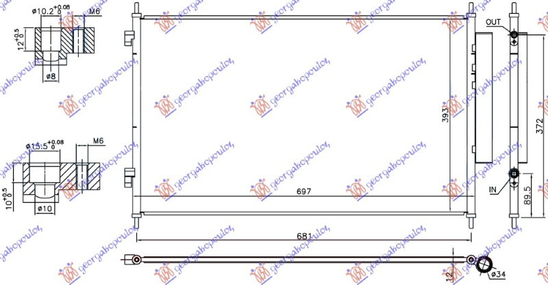 Radiator kondicioneri benzinë/dizel (665X395X12) (KOYO)