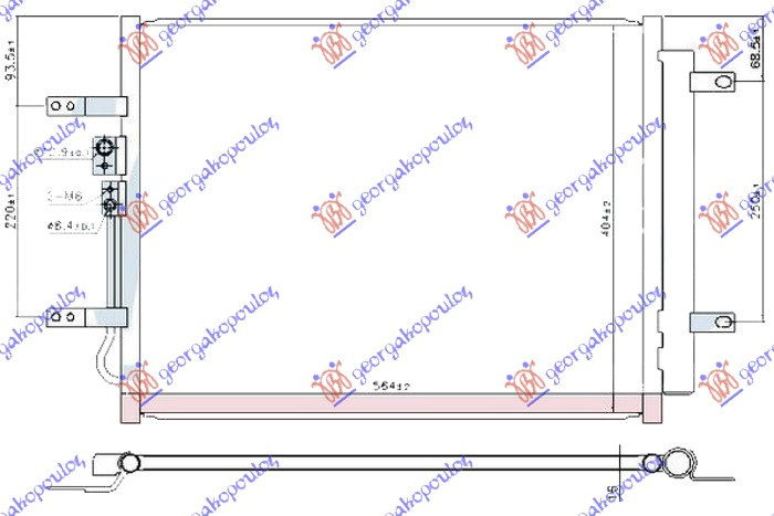 Radiator kondicioneri 1.6 Benzinë/Hibrid (520x405x16) (KOYO)