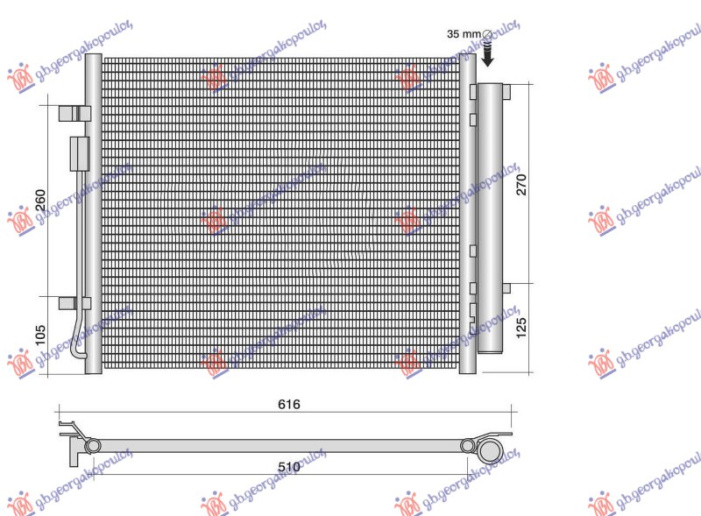Radiator kondicioneri hibrid 1.6 (500X430X16) (KOYO)
