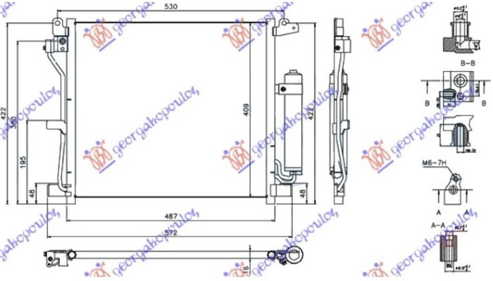 Radiator kondicioneri 1.5DCi Dizel (487x409x16) Valvë në filter (KOYO)