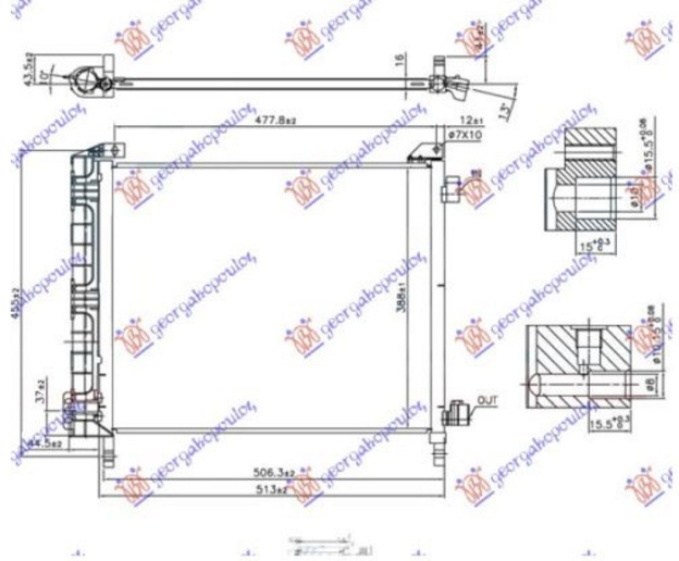 Radiator kondicioneri 1.2i-12V (510x390) 75PS(HR12DE) (NRF)