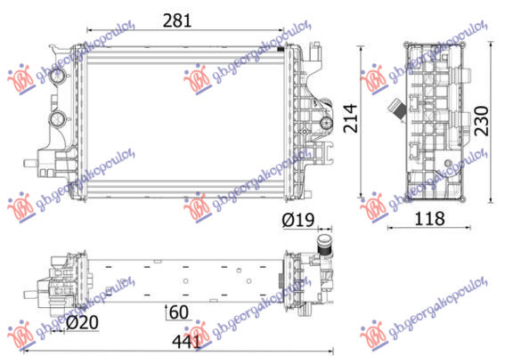 Radiator shtesë 1.5 dCi dizel (281x214) (RH)