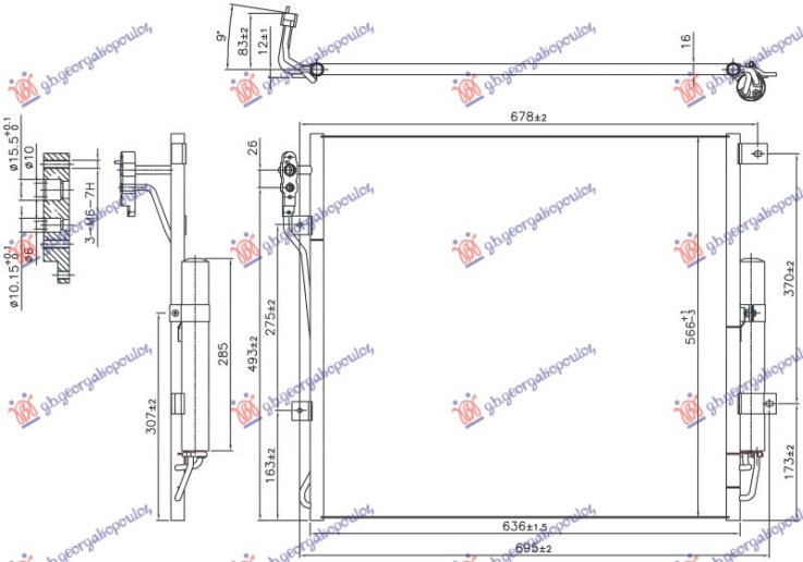 Radiator kondicioneri 3.0-5.0 Benzinë (637x570X16)