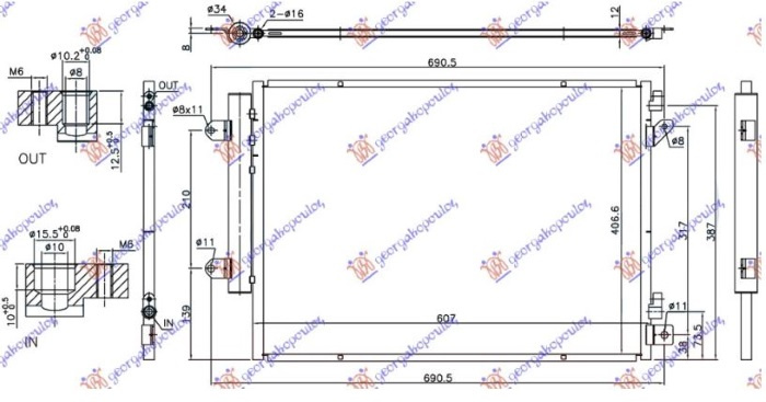 Radiator kondicioneri 1.6 DDiS Dizel (607x407x12) me START/STOP (VALEO)