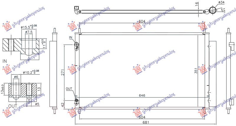 Radiator kondicioneri 1.5 Hibrid Benzinë (600x355x16) (KOYO)