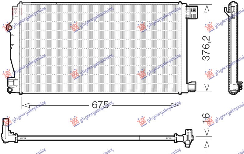Radiator shtesë 1.2 benzine (marsh (marsh manual)/automatik) (675x363x16) (KOYO)