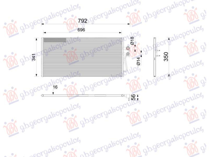 Radiator kondicioneri elektrik (700X340X16) (MAHLE BEHR PREMIUM LINE)