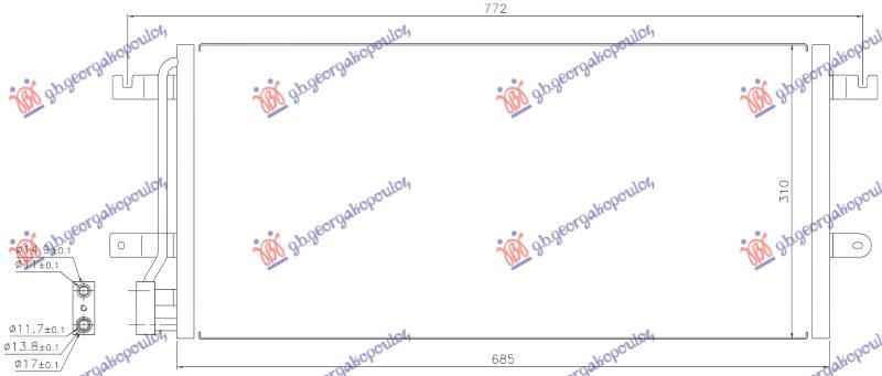 Radiator kondicioneri benzinë-dizel (683X308X16)