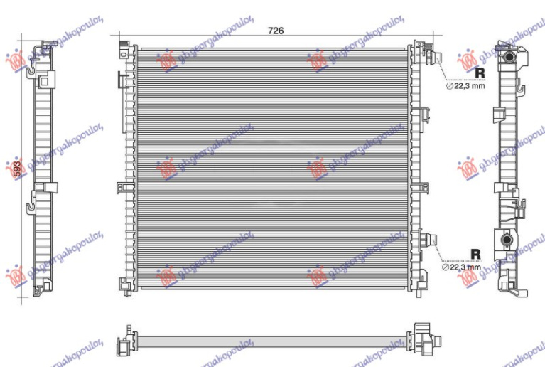 Radiator shtesë 2.0-3.0 dizel - 3.0-4.4 benzinë hibrid (xDrive) (625x545) (NRF)