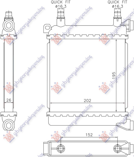 Radiator shtesë 1.5-2.0 benzinë (202x195) (NRF)