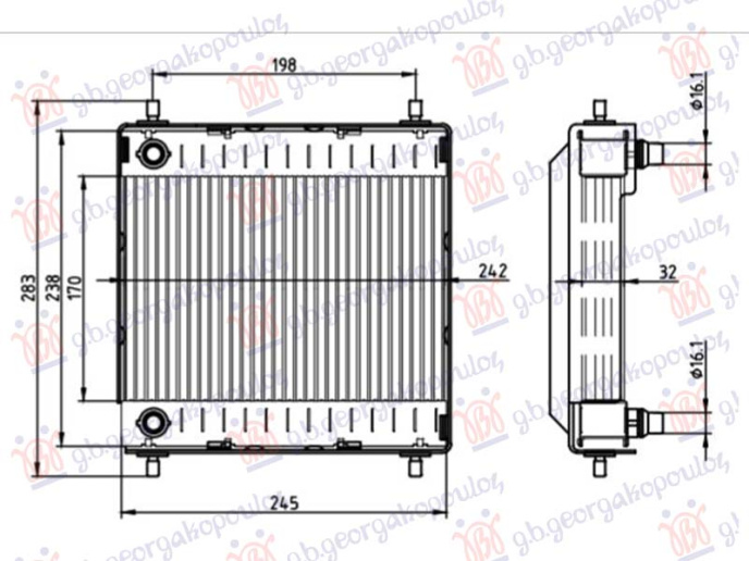Radiator shtesë 2.0-3.0-4.4 benzinë (180x240) (NRF)