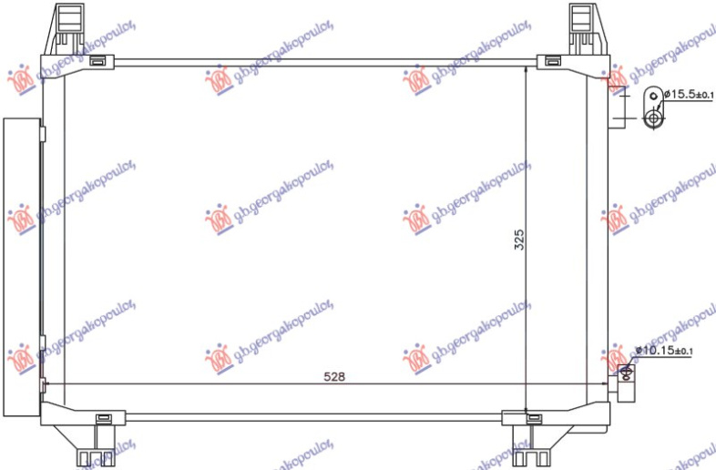 Radiator kondicioneri 1.0i-1.3 16v (497x320x16) (Franceze) tub anësor/i sipërm (NRF)