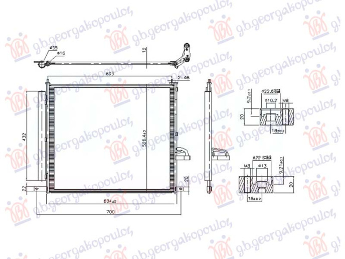 Radiator kondicioneri dizel (602X521X12) (NRF)