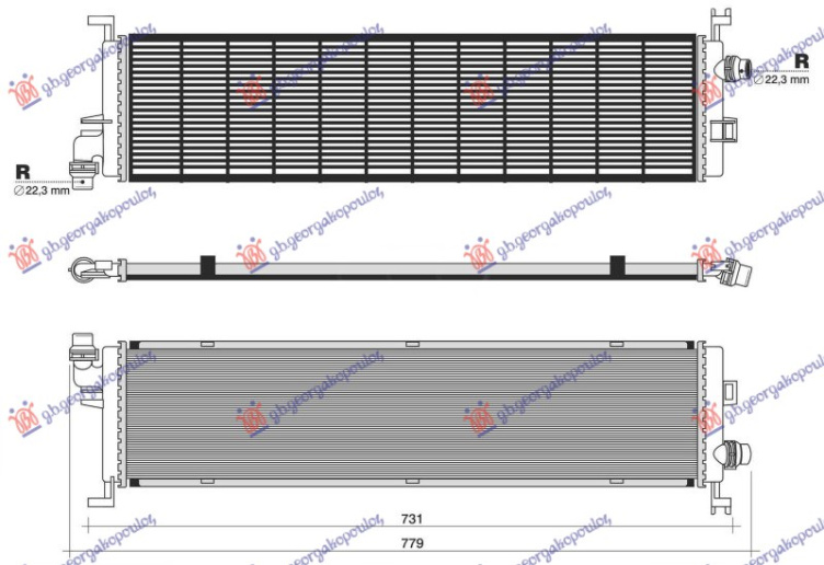 Radiator shtesë 3.0-4.0 benzinë hibrid - 3.0-4.0 dizel hibrid (650x150) (NRF)