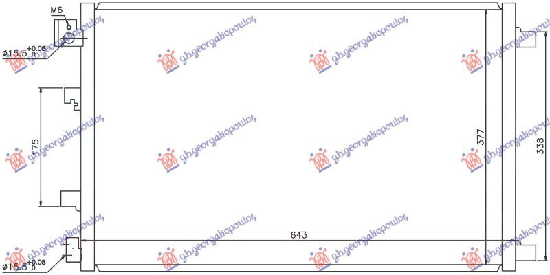Radiator kondicioneri PETROL (600x385x16) (NRF)