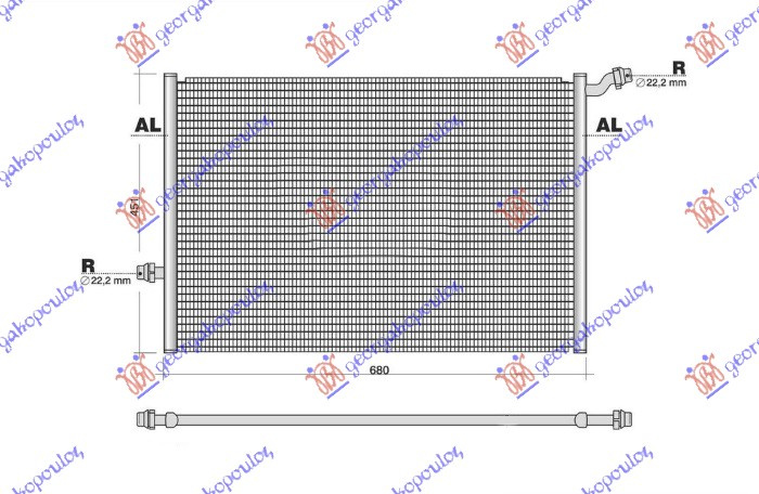 Radiator shtesë 1.6-2.0-2.2-3.0 benzinë - 1.6-2.2 dizel (680x445) (NRF)