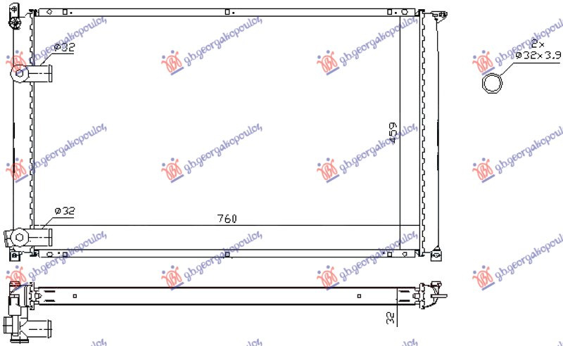 Radiator 2.5 dizel +/- A/C (760x459) (VALEO)