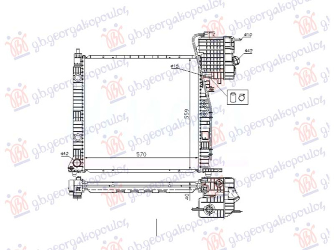 Radiator 1999-2003 2.2 CDI dizel manual - A/C (570x560)