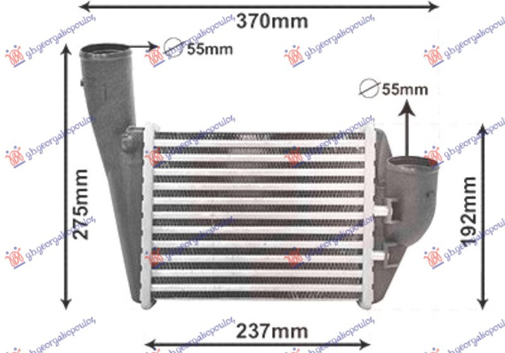 Radiator INTERCOOLER 2.4-2.7 benzinë (215x172) (ana e djathtë)