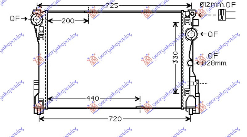 Radiator 2.1 dizel automatik (640x420) (tub 9mm) (KOYO)