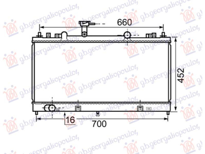 Radiator 2.3 benzinë (-2005) - 2.0 DI dizel manaul (375x740x16) (VALEO)