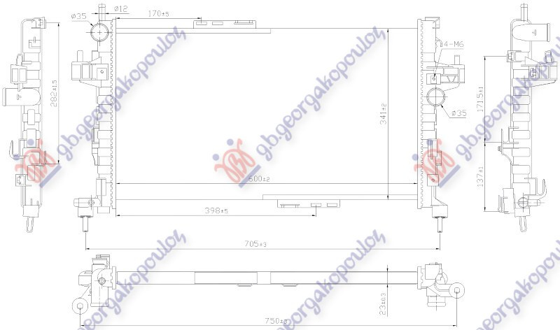 Radiator 1.3 CDTi/1.7 DTi dizel (600x350) (MARELLI)