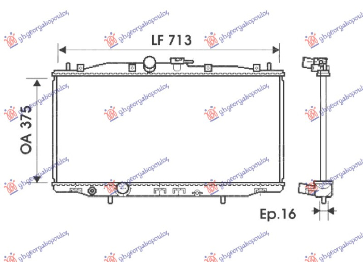 Radiator 2.0-2.4 benzinë manauk (375x713x16) (VALEO)