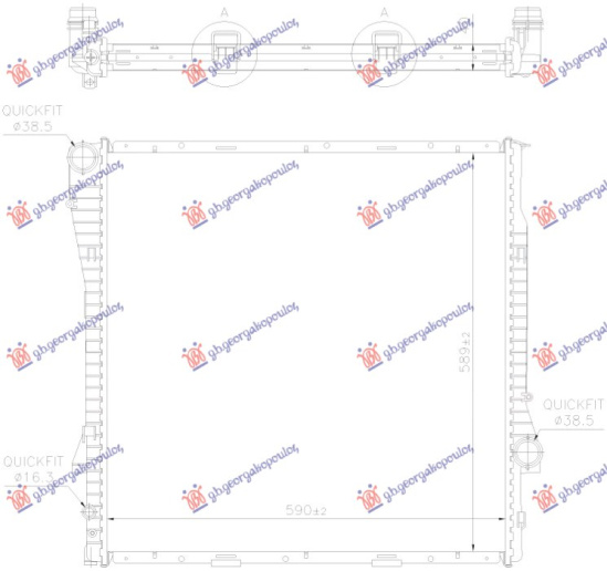 Radiator 4.4-4.6-4.8 benzinë/dizel automatik (590x600x40) (NRF)