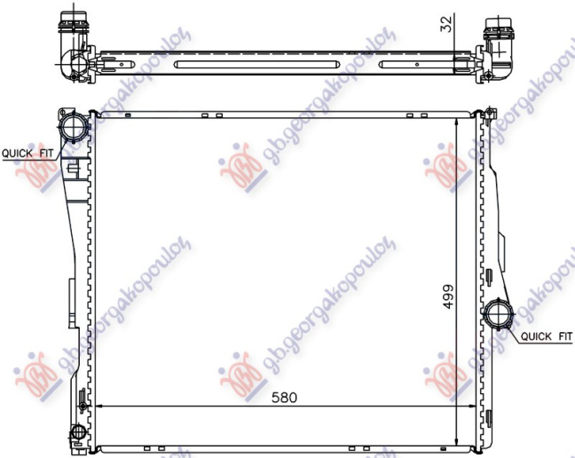 Radiator benzinë/dizel (580x500) manaul/AUTOMATICMATIC  (VALEO)